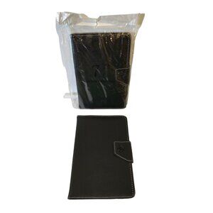 Black Leather Tablet Case With Magnetic Closure & Adjustable Strap Bundle